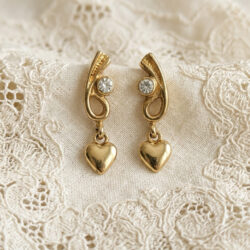 Dangly Gold Heart Studs