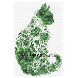 Floral Cat - Green