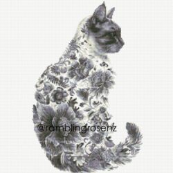 Floral Cat - Grey
