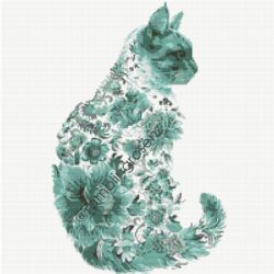 Floral Cat - Teal