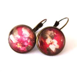 Bronze & Dark Pink Floral Cabochons