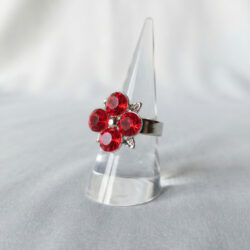 Red Floral Adjustable Ring