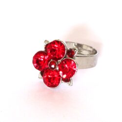 Red Floral Adjustable Ring