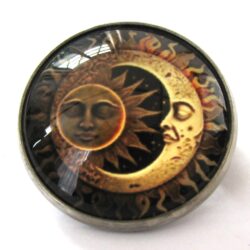 Sun & Moon Brooch - Brown