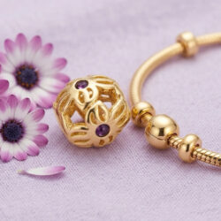 Gold Floral Zirconia Charm