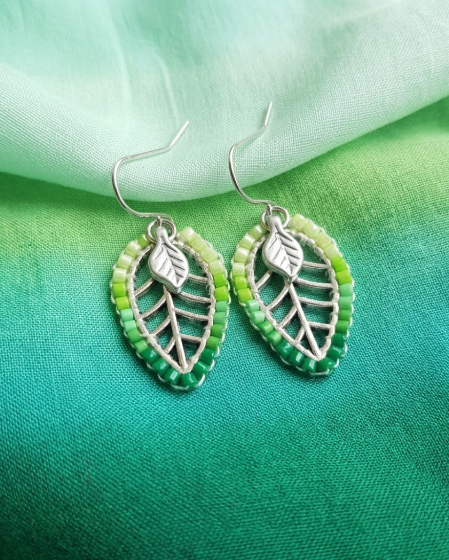 Ombré Leaf Earrings - Spring